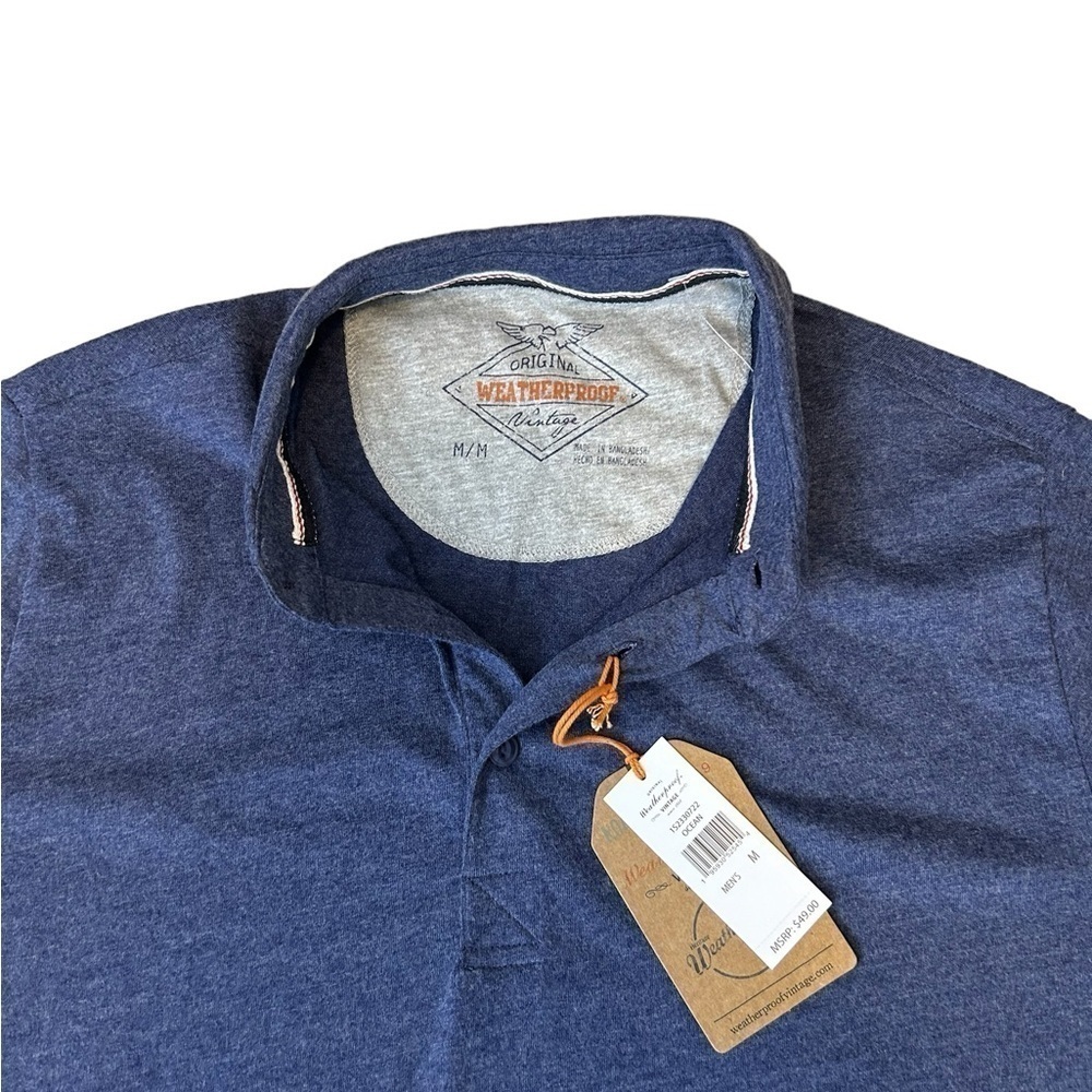 Weatherproof Vintage Men’s The Vintage Short Sleeve Tee Polo Ocean Blue Medium - Picture 6 of 9